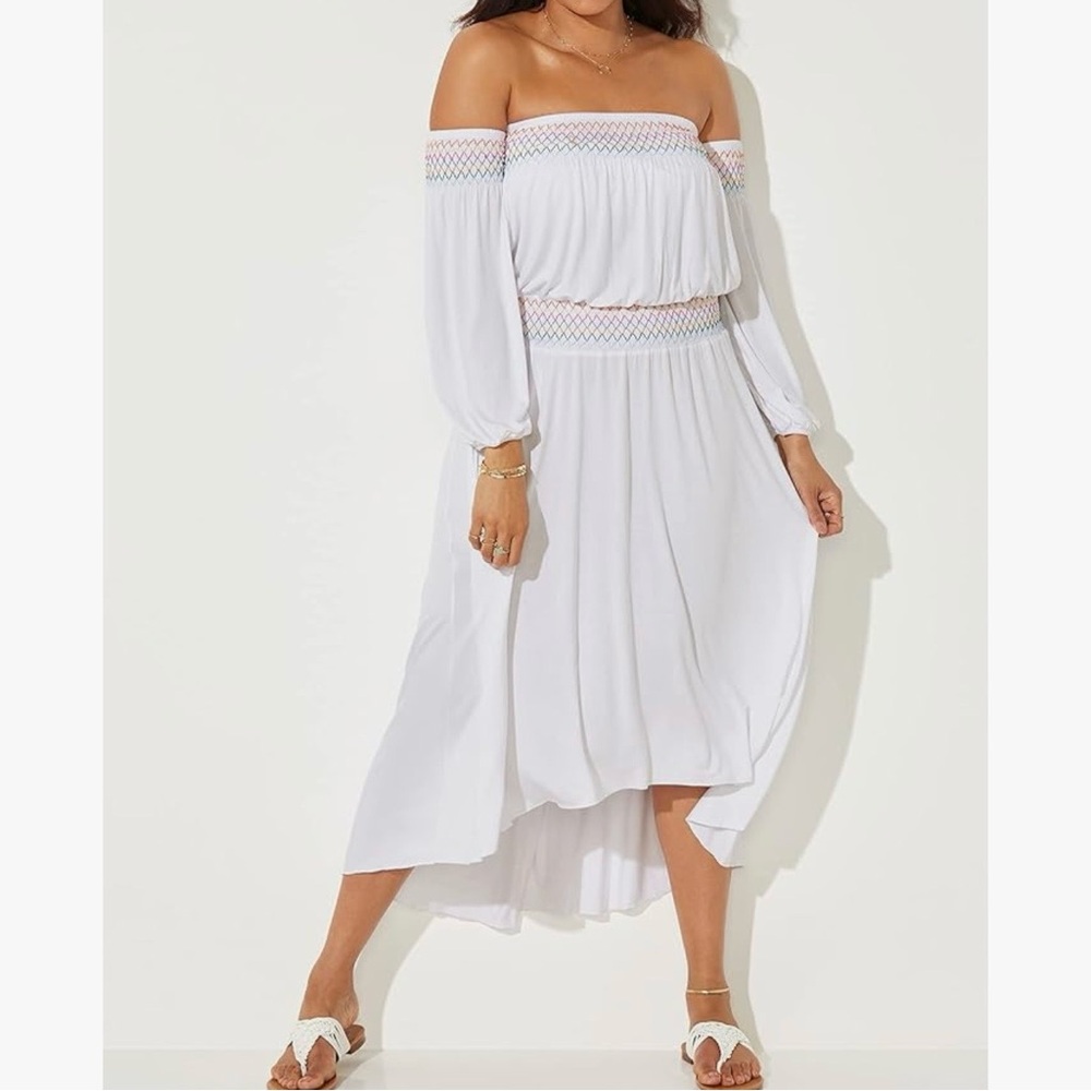 NWT SWIMSUITS FOR ALL Elle Off the Shoulder Dress Beach Cover Up WOMEN Sz 22/24